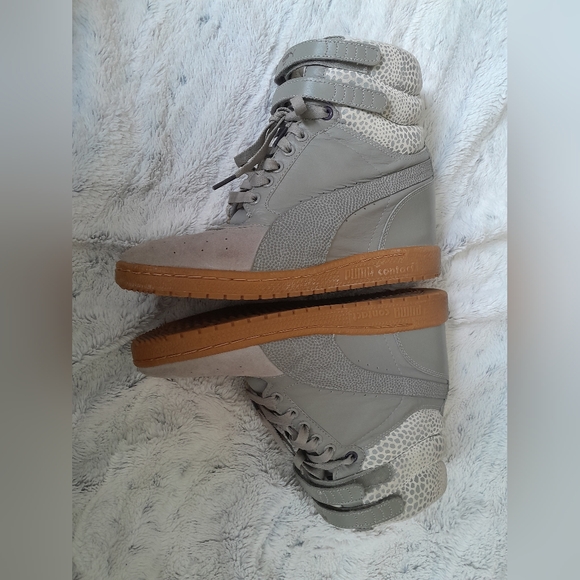Puma Sky II Contact Hi Top Shoes Grey Suede High Double Strap Women’s Size 9.5 - Picture 6 of 11